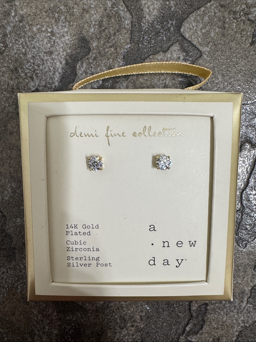 a new day Gold-Plated Cubic Zirconia Stud Earrings - Gold